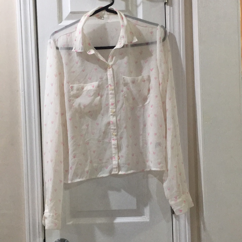 Aeropostale long sleeved heart pattern sheer top